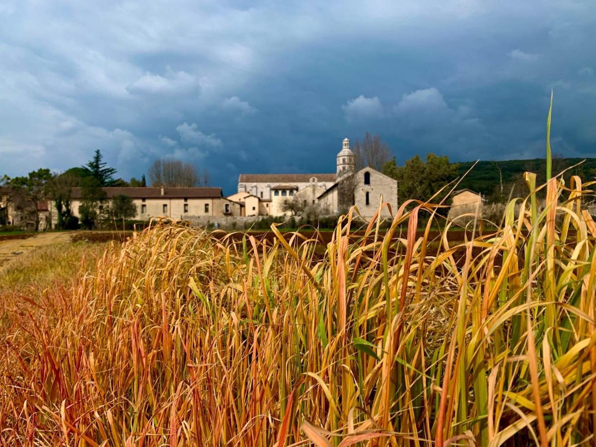 Casette rosse nel borgo medievale di Fossanova Latina Esterno foto